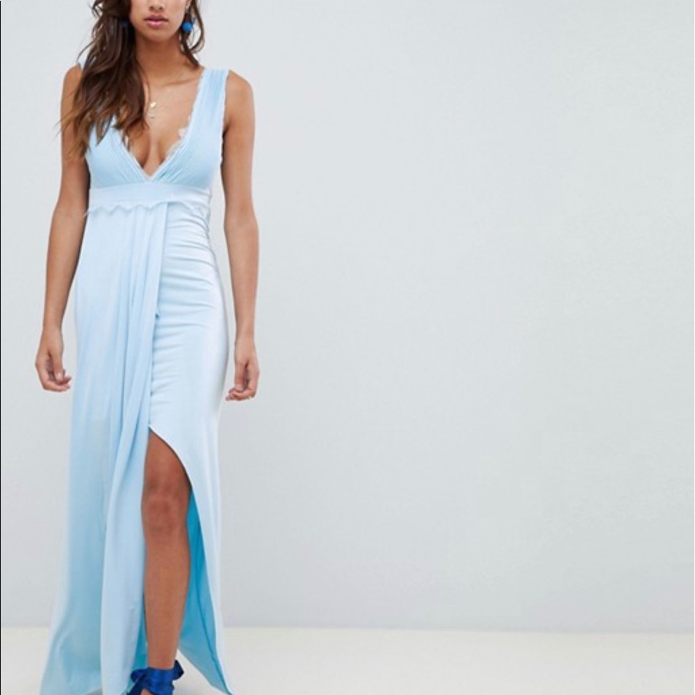 Baby Blue Maxi Evening Dress